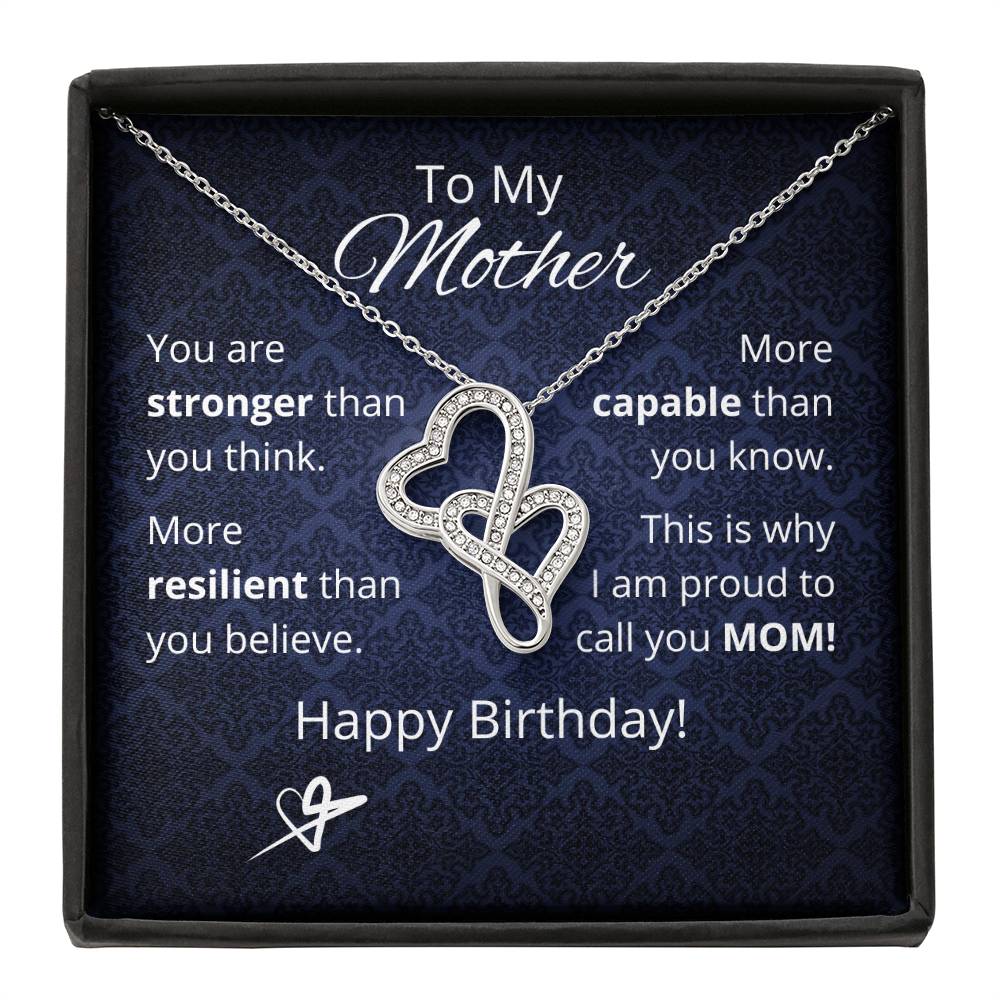 Happy Birthday Mom Custom Heart to Heart Necklace