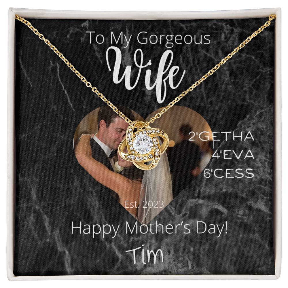 To My Wife Personalized Mothers Day Love Knot Necklace