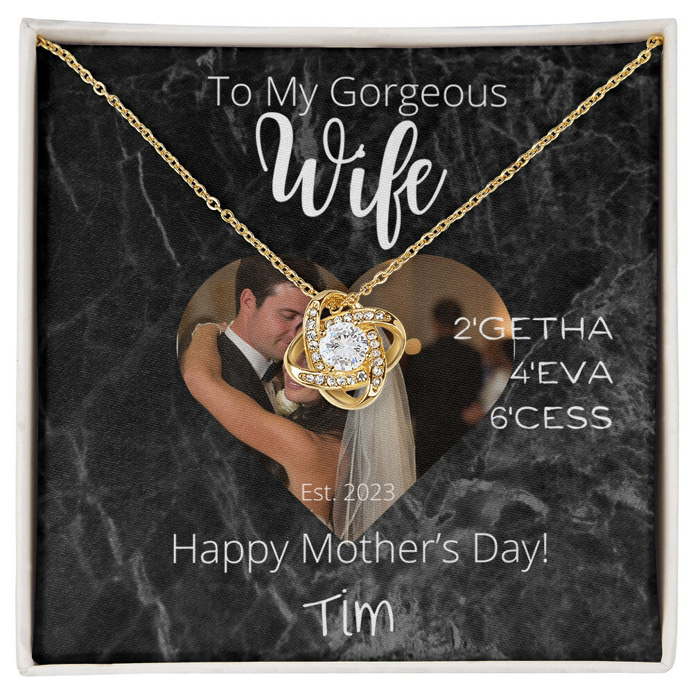 To My Wife Personalized Mothers Day Love Knot Necklace