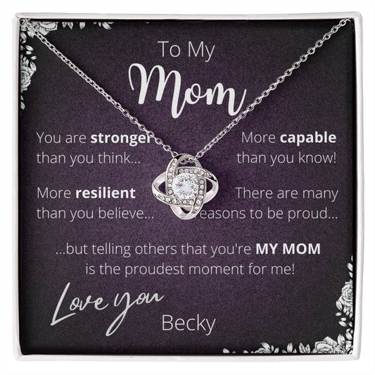 To My Mom Personalized Love Knot Necklace