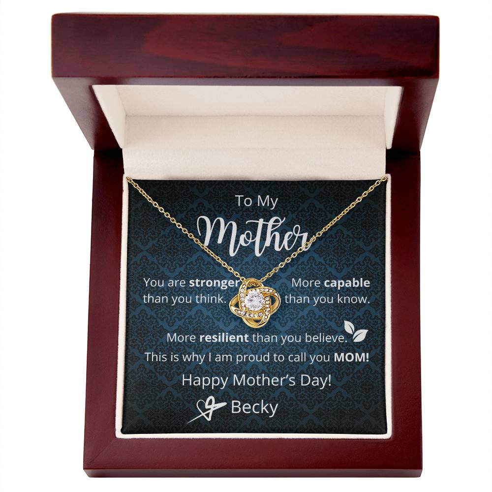 Personalized Mothers Day Love Knot Necklace