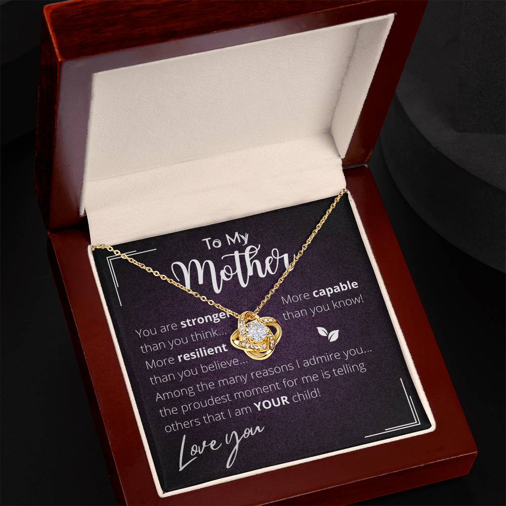Personalized Mothers Day Stronger Love Knot Necklace