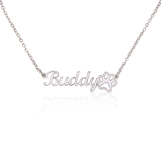Cainanda Forever Personalized Name Paw Print Necklace