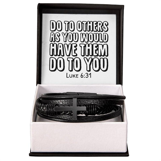 Do to others as you would have them do to you RVRNT Men's Cross Bracelet
