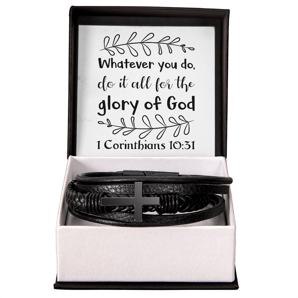 Whatever you do, do it all for the glory of God RVRNT Men's Cross Bracelet