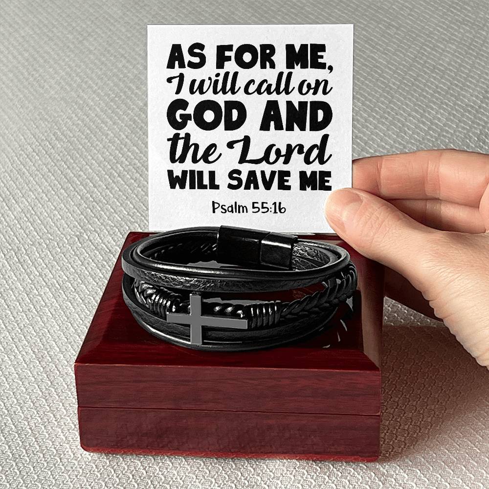 As for me, I will call on God and the Lord will save me RVRNT Men's Cross Bracelet