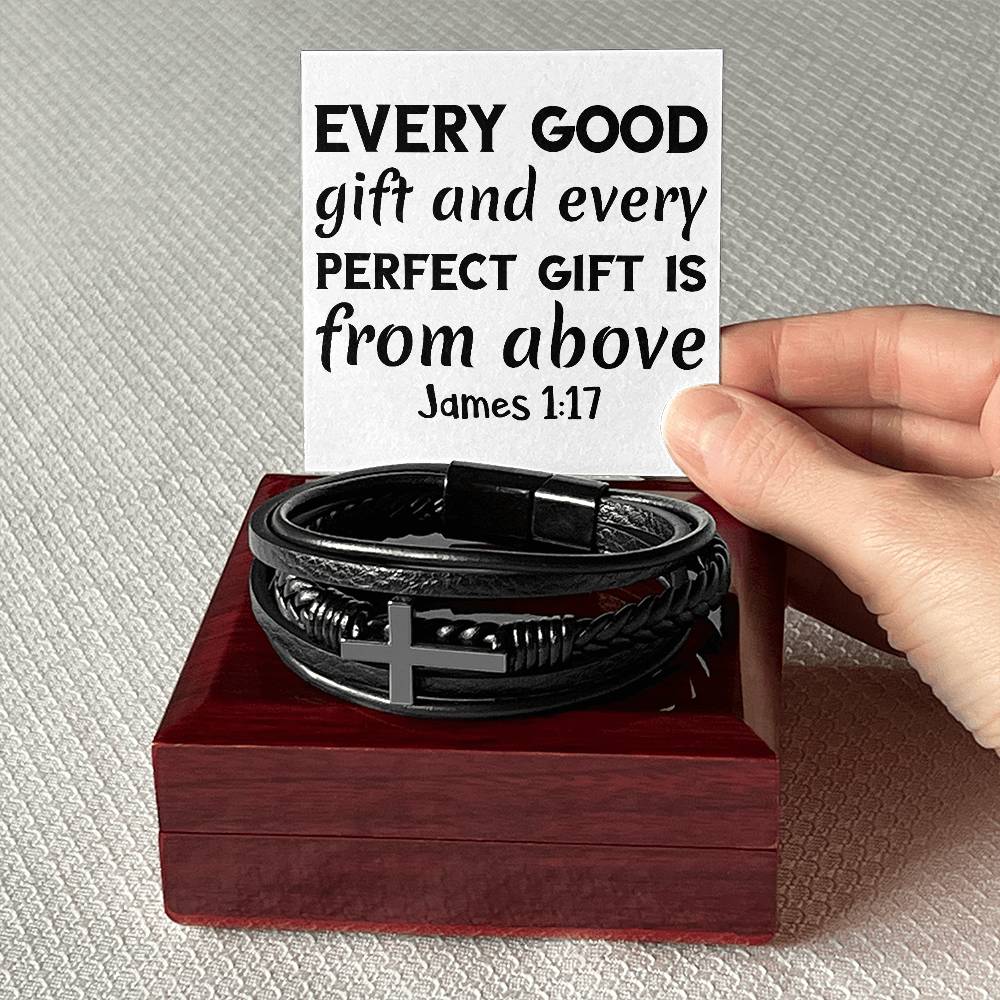 Every good gift and every perfect gift is from above RVRNT Men's Cross Bracelet