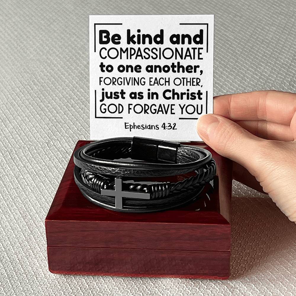 Be kind and compassionate to one another, forgiving each other, just as in Christ God forgave you RVRNT Men's Cross Bracelet