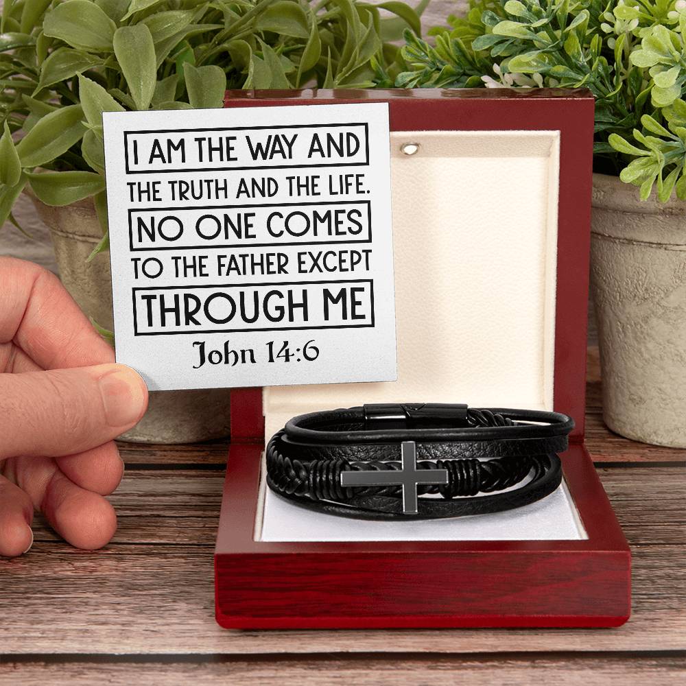 I am the way and the truth and the life. No one comes to the Father except through me RVRNT Men's Cross Bracelet