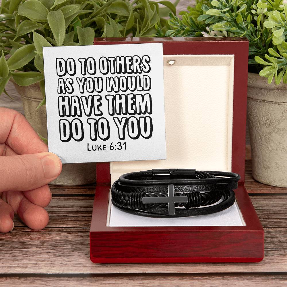 Do to others as you would have them do to you RVRNT Men's Cross Bracelet