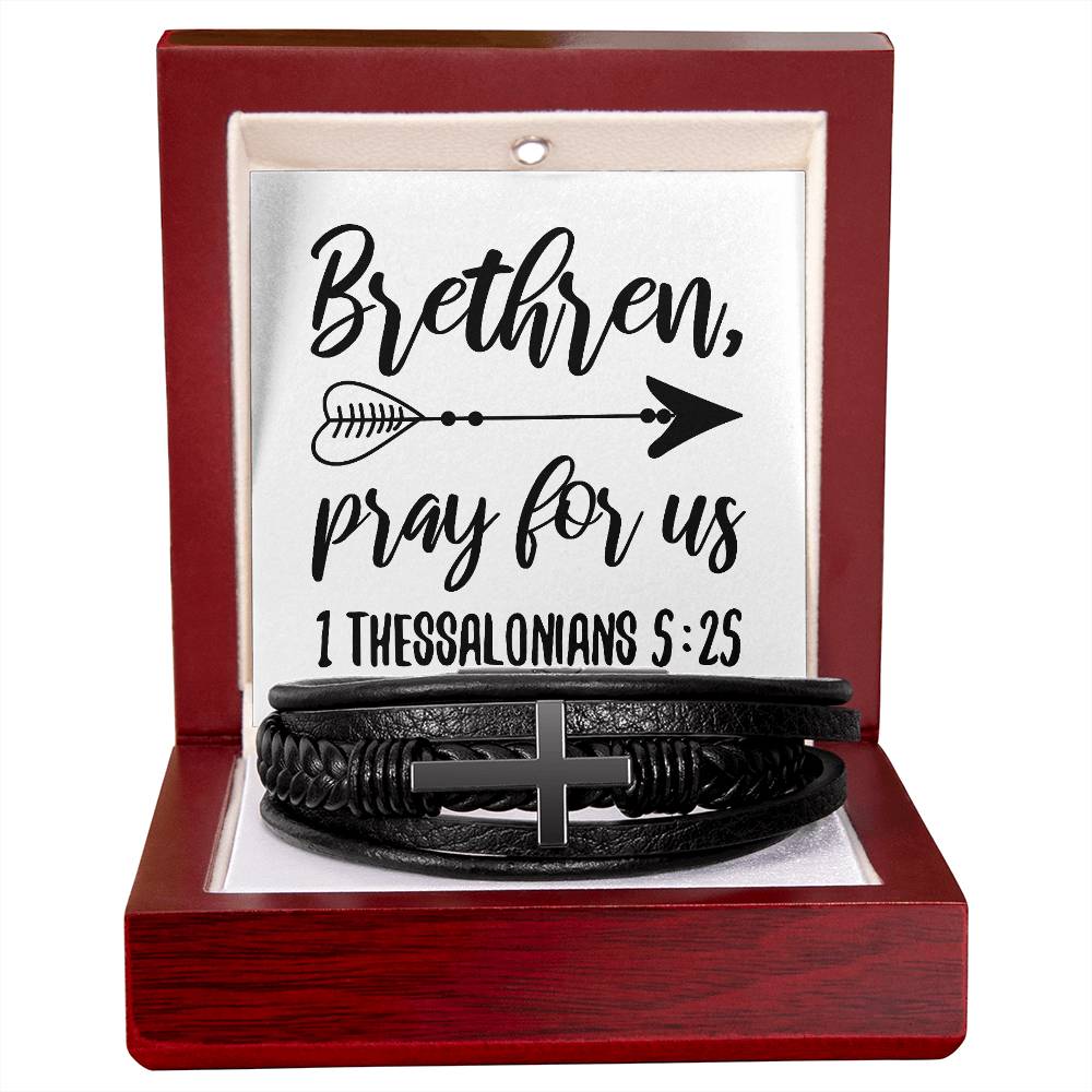 Brethren, pray for us RVRNT Men's Cross Bracelet