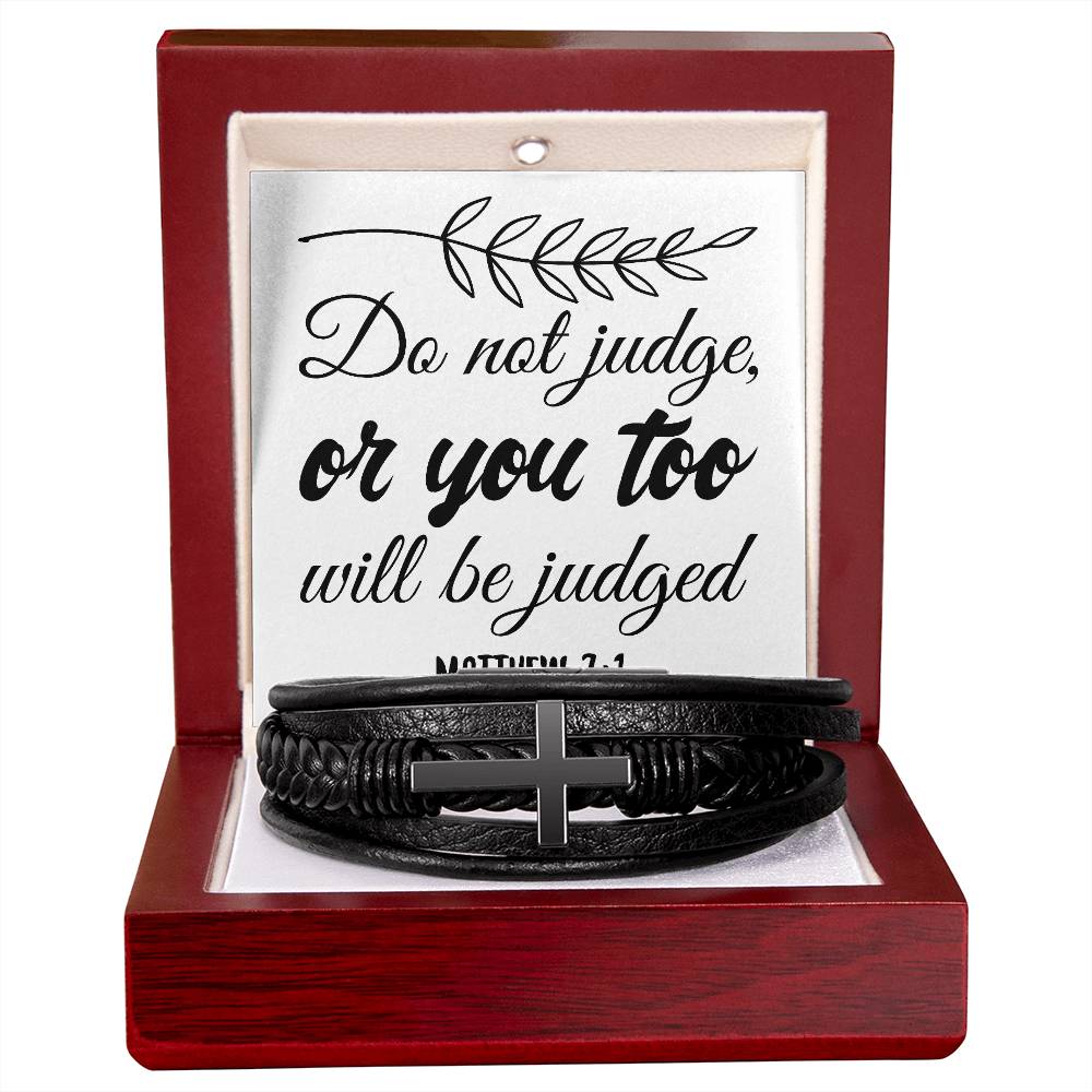 Do not judge, or you too will be judged RVRNT Men's Cross Bracelet