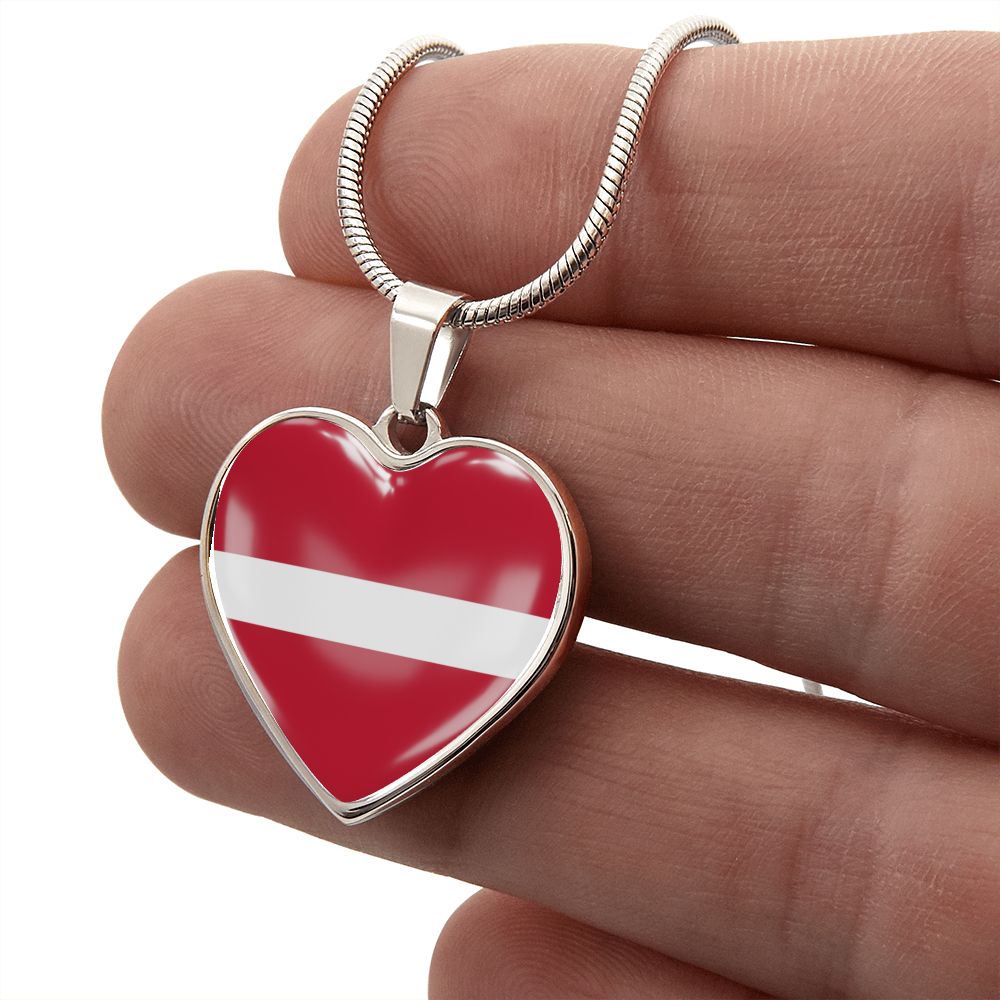 love latvia Heart Flag Snake Chain Surgical Steel with Shatterproof Liquid Glass Coating ShineOn Fulfillment
