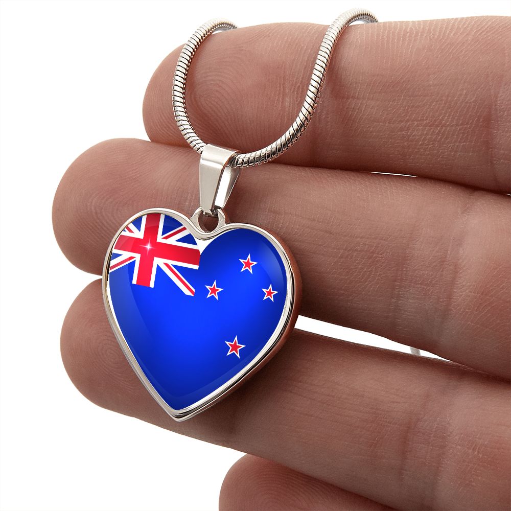 love newzealand Heart Flag Snake Chain Surgical Steel with Shatterproof Liquid Glass Coating ShineOn Fulfillment