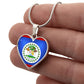 Belize Heart Flag Snake Chain Surgical Steel with Shatterproof Liquid Glass Coating ShineOn Fulfillment