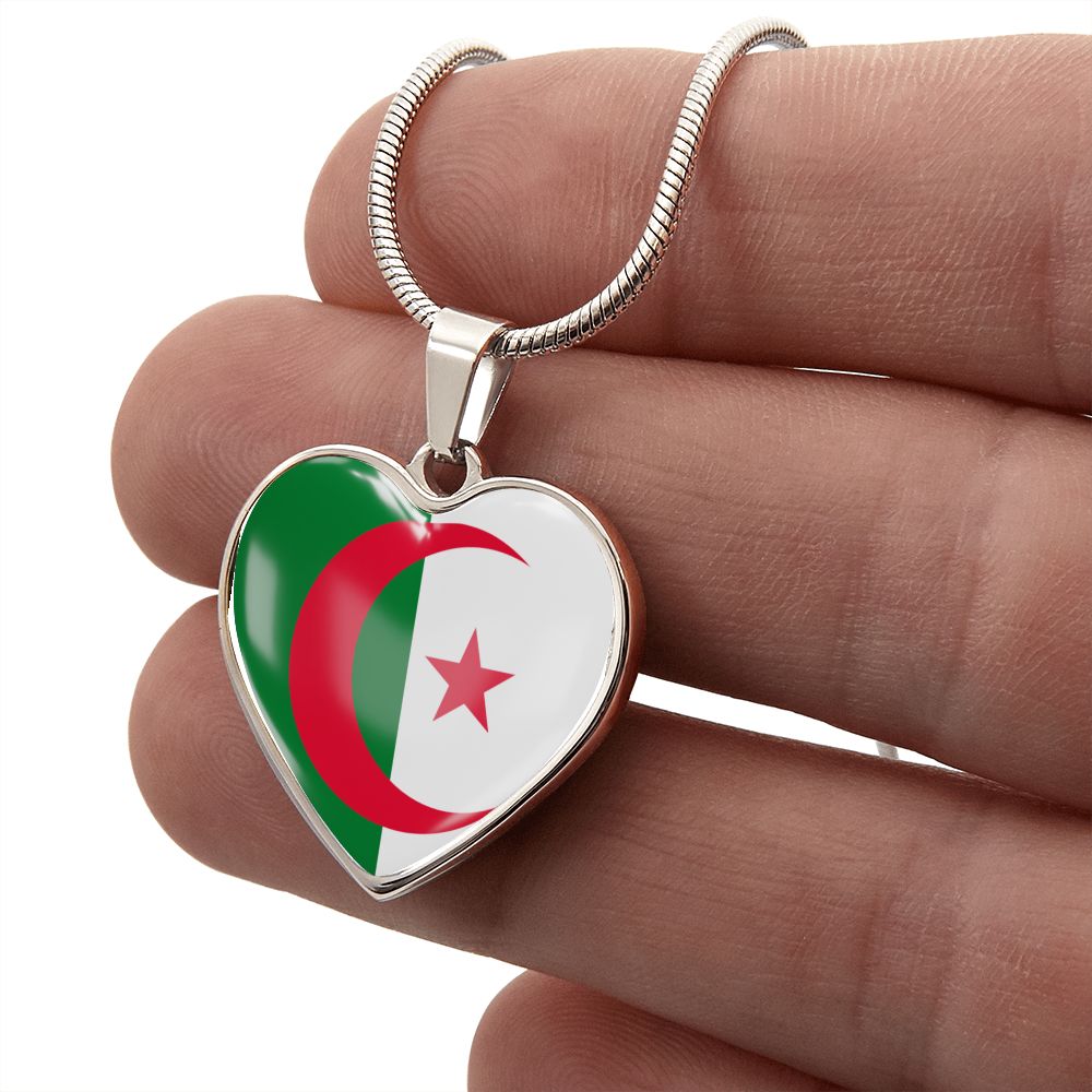 love algeria Heart Flag Snake Chain Surgical Steel with Shatterproof Liquid Glass Coating ShineOn Fulfillment