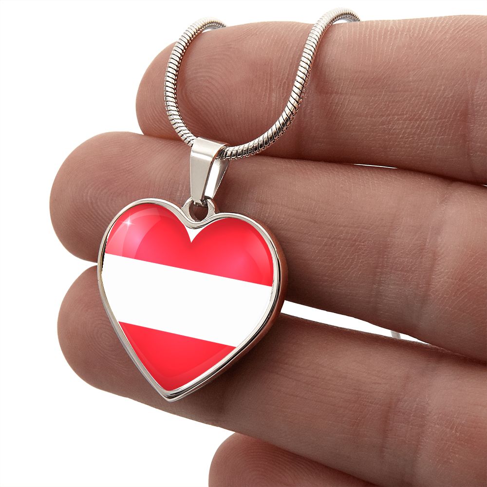 Austria Heart Flag Snake Chain Surgical Steel with Shatterproof Liquid Glass Coating ShineOn Fulfillment