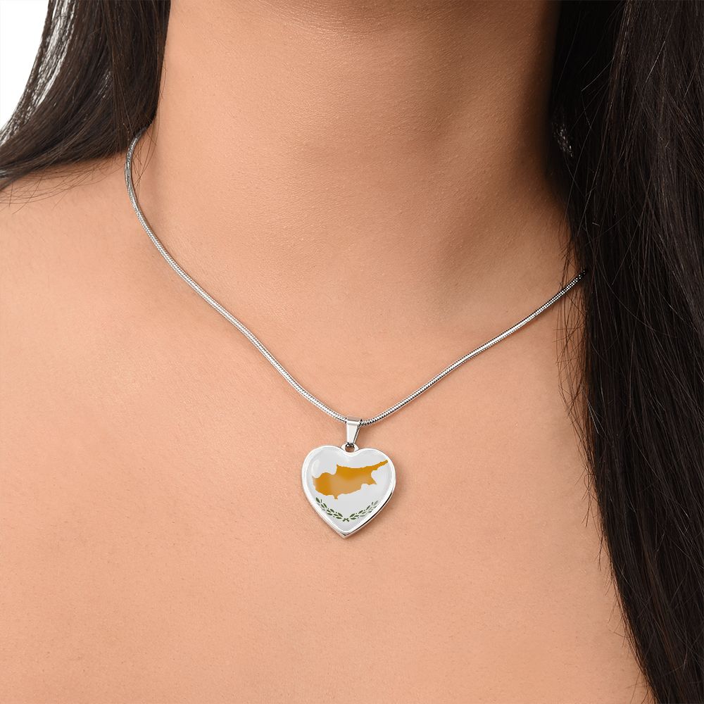 love cyprus Heart Flag Snake Chain Surgical Steel with Shatterproof Liquid Glass Coating ShineOn Fulfillment