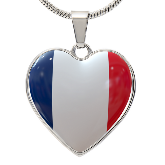 france Heart Flag Snake Chain Surgical Steel with Shatterproof Liquid Glass Coating ShineOn Fulfillment