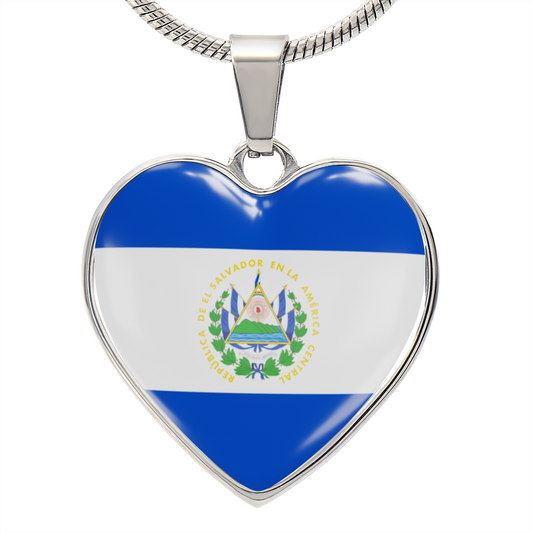 love el salvador Heart Flag Snake Chain Surgical Steel with Shatterproof Liquid Glass Coating ShineOn Fulfillment