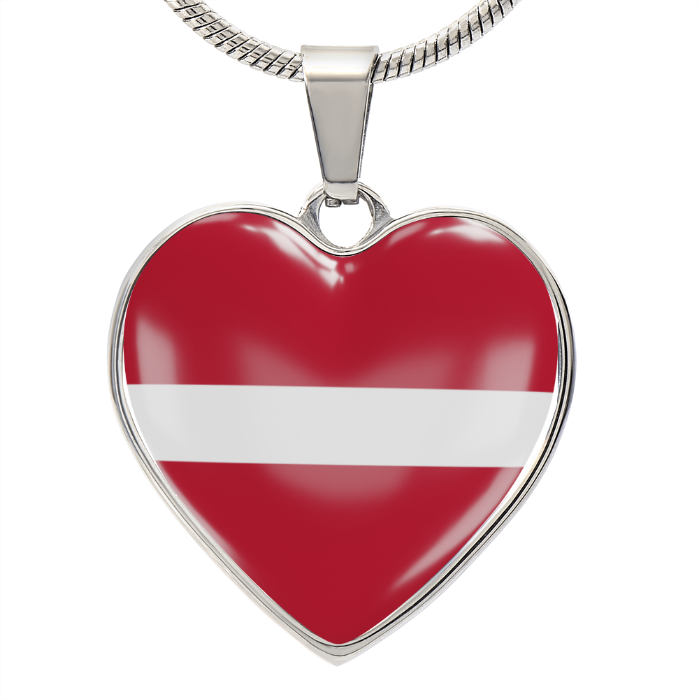 love latvia Heart Flag Snake Chain Surgical Steel with Shatterproof Liquid Glass Coating ShineOn Fulfillment