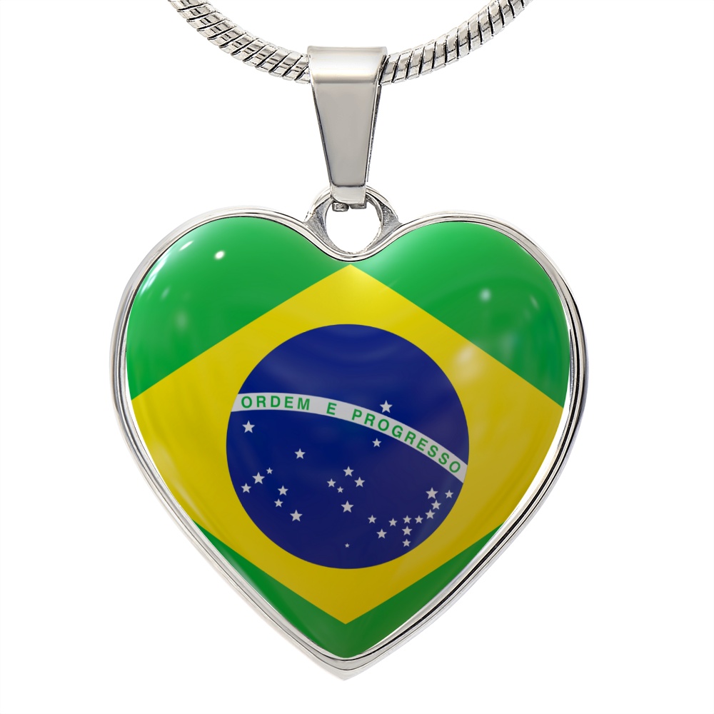 Brazil Heart Flag Snake Chain Surgical Steel with Shatterproof Liquid Glass Coating ShineOn Fulfillment
