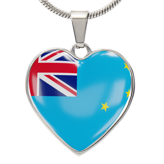 love tuvalu Heart Flag Snake Chain Surgical Steel with Shatterproof Liquid Glass Coating ShineOn Fulfillment