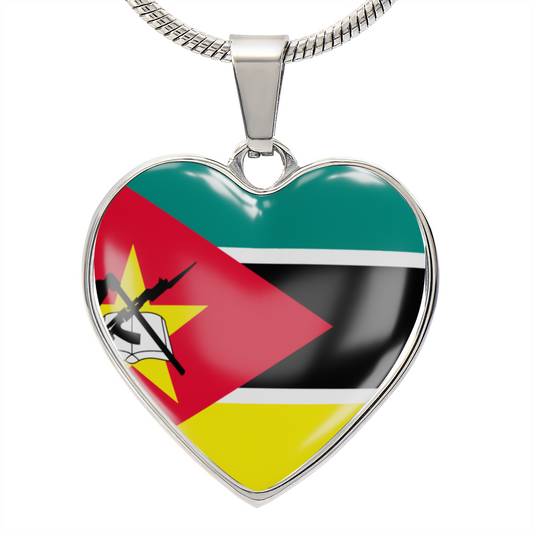love mozambique Heart Flag Snake Chain Surgical Steel with Shatterproof Liquid Glass Coating ShineOn Fulfillment