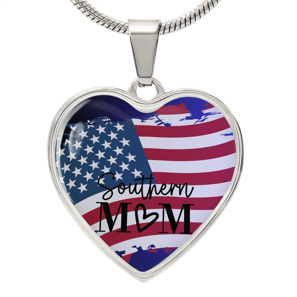 NEW! Southern Mom USA Flag Personalized Heart Pendant Necklace ShineOn Fulfillment