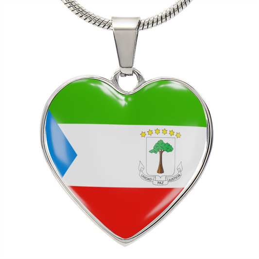 love equitorial guinea Heart Flag Snake Chain Surgical Steel with Shatterproof Liquid Glass Coating ShineOn Fulfillment