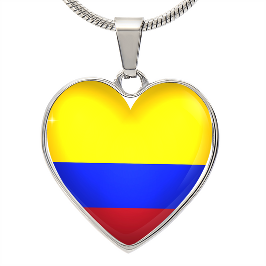 Colombia Heart Flag Snake Chain Surgical Steel with Shatterproof Liquid Glass Coating ShineOn Fulfillment
