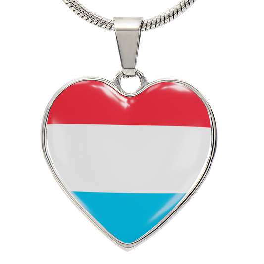love luxembourg Heart Flag Snake Chain Surgical Steel with Shatterproof Liquid Glass Coating ShineOn Fulfillment