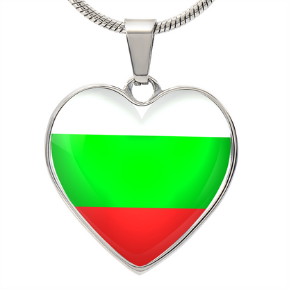 Bulgaria Heart Flag Snake Chain Surgical Steel with Shatterproof Liquid Glass Coating ShineOn Fulfillment