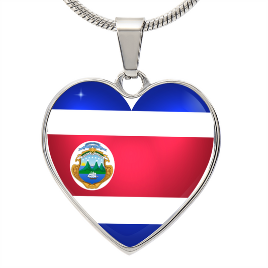 Costa Rica Heart Flag Snake Chain Surgical Steel with Shatterproof Liquid Glass Coating ShineOn Fulfillment