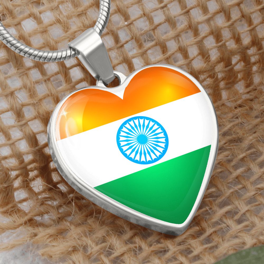 India Heart Flag Snake Chain Surgical Steel with Shatterproof Liquid Glass Coating ShineOn Fulfillment