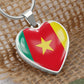 love cameroon Heart Flag Snake Chain Surgical Steel with Shatterproof Liquid Glass Coating ShineOn Fulfillment