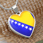 Bosnia and Herzegovina Heart Flag Snake Chain Surgical Steel Necklace with Shatterproof Liquid Glass Coating ShineOn Fulfillment