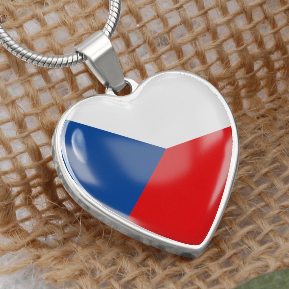 love cech republic Heart Flag Snake Chain Surgical Steel with Shatterproof Liquid Glass Coating ShineOn Fulfillment