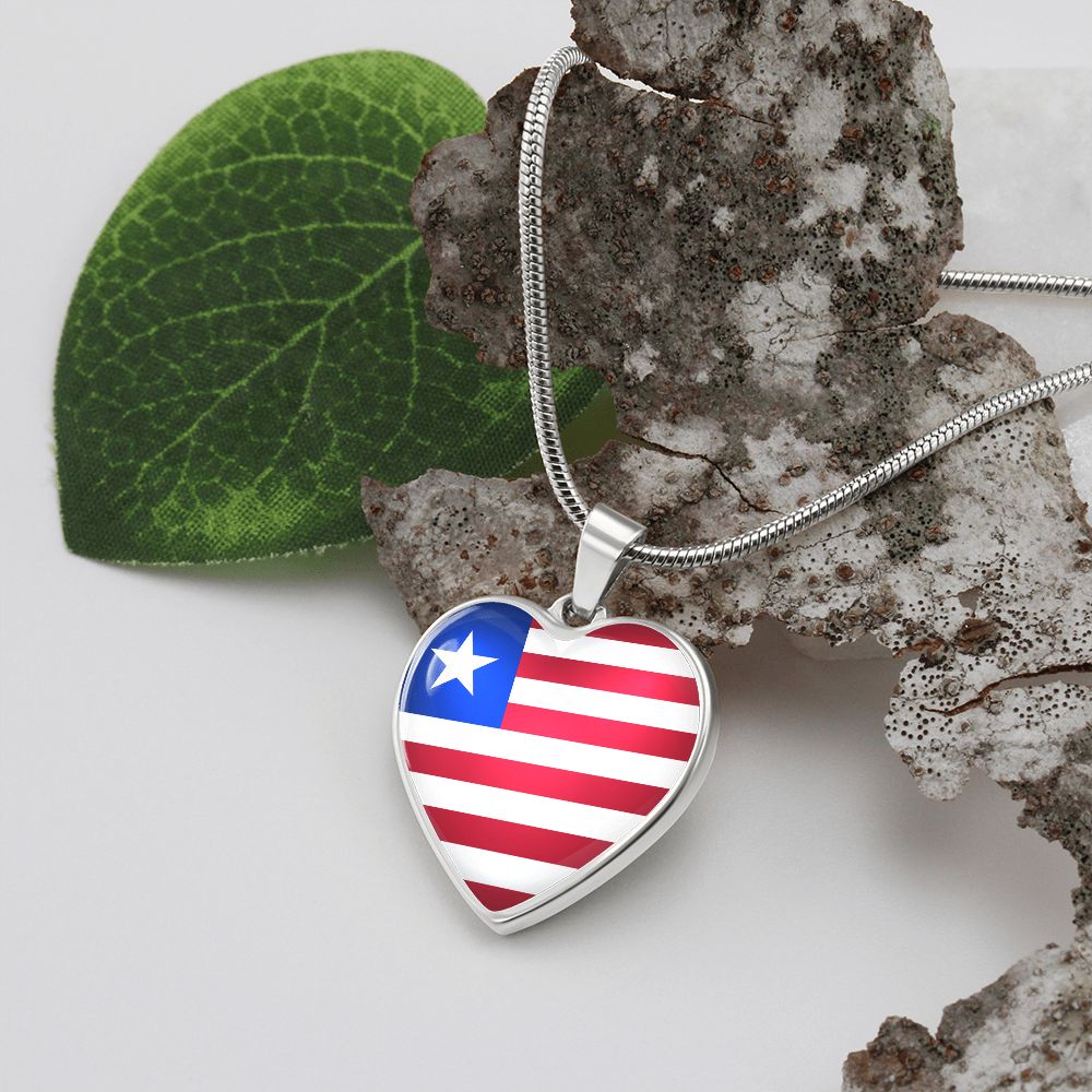 usa Heart Flag Snake Chain Surgical Steel with Shatterproof Liquid Glass Coating ShineOn Fulfillment