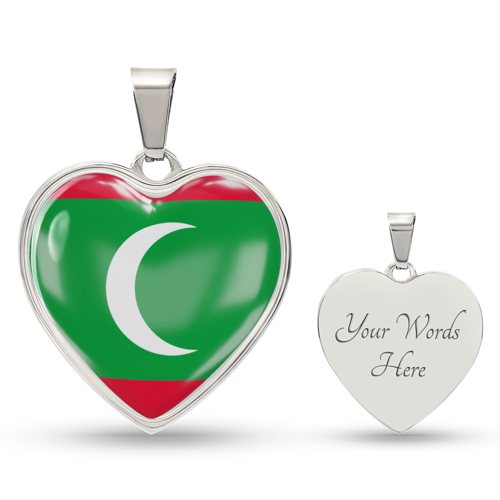love maldives Heart Flag Snake Chain Surgical Steel with Shatterproof Liquid Glass Coating ShineOn Fulfillment