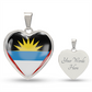 love antigua and bermuda Heart Flag Snake Chain Surgical Steel with Shatterproof Liquid Glass Coating ShineOn Fulfillment