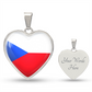 Czech Republic Heart Flag Snake Chain Surgical Steel with Shatterproof Liquid Glass Coating ShineOn Fulfillment
