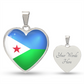 Djibouti Heart Flag Snake Chain Surgical Steel with Shatterproof Liquid Glass Coating ShineOn Fulfillment