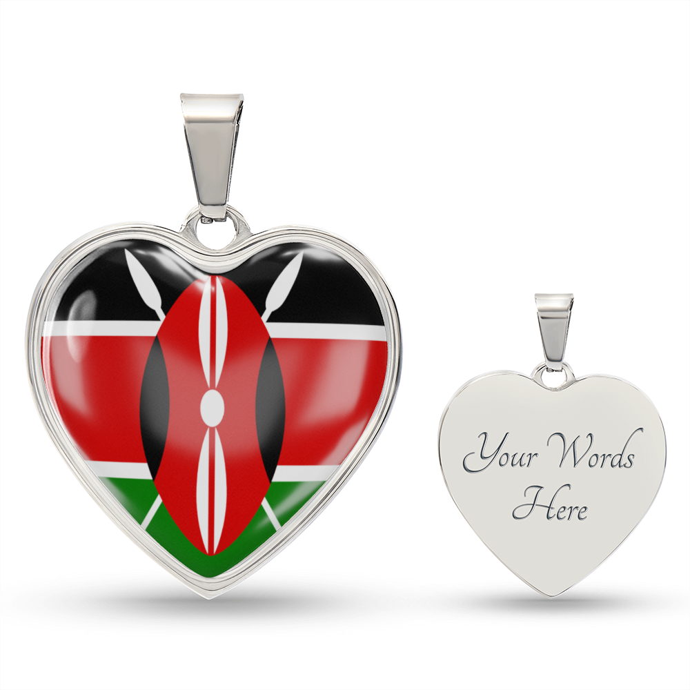 love kenya Heart Flag Snake Chain Surgical Steel with Shatterproof Liquid Glass Coating ShineOn Fulfillment