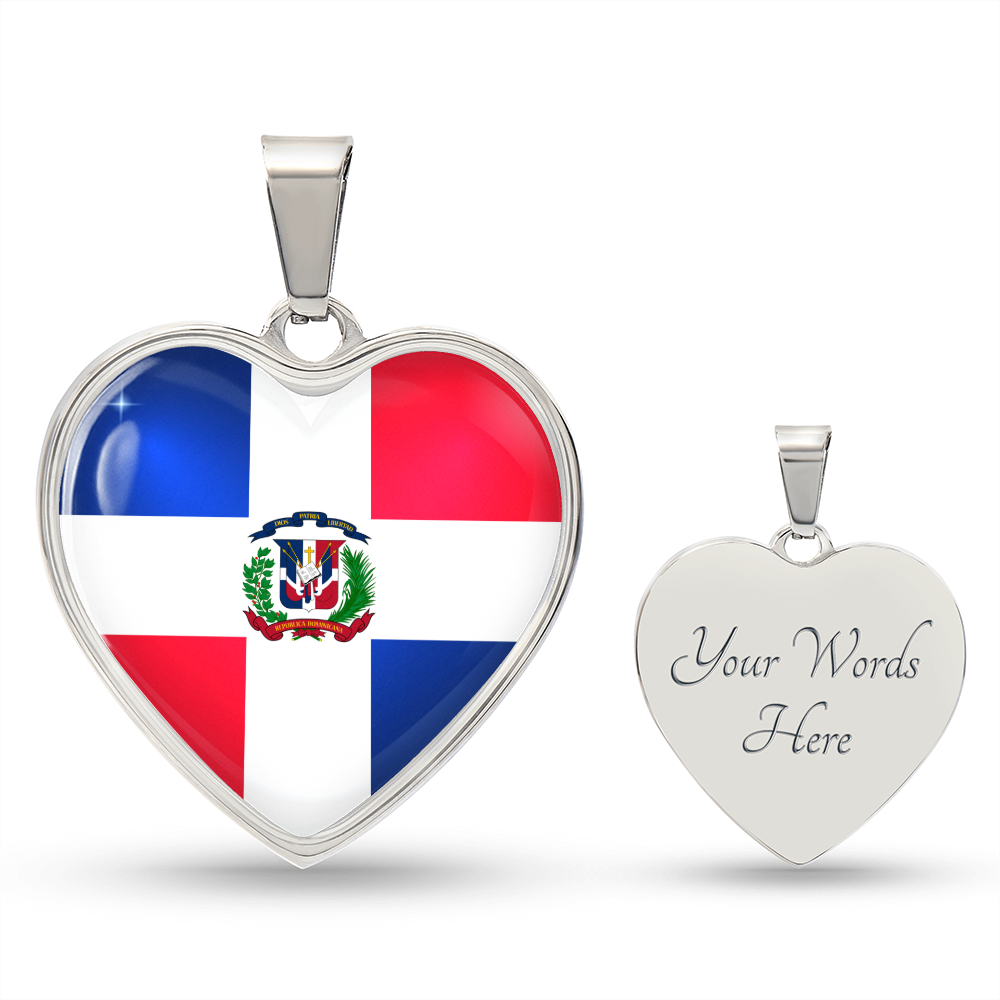 Dominican Heart Flag Snake Chain Surgical Steel with Shatterproof Liquid Glass Coating ShineOn Fulfillment