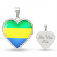 Gabon Heart Flag Snake Chain Surgical Steel with Shatterproof Liquid Glass Coating ShineOn Fulfillment