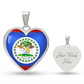 Belize Heart Flag Snake Chain Surgical Steel with Shatterproof Liquid Glass Coating ShineOn Fulfillment