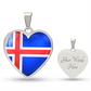 Iceland Heart Flag Snake Chain Surgical Steel with Shatterproof Liquid Glass Coating ShineOn Fulfillment