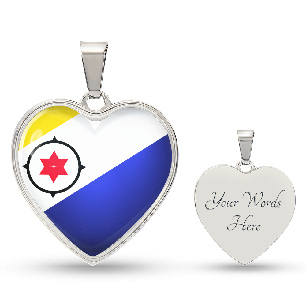 Bonaire Heart Flag Snake Chain Surgical Steel with Shatterproof Liquid Glass Coating ShineOn Fulfillment