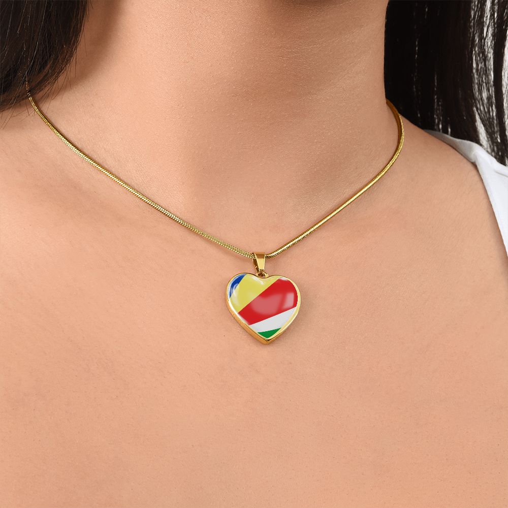 love seychelles Heart Flag Snake Chain Surgical Steel with Shatterproof Liquid Glass Coating ShineOn Fulfillment